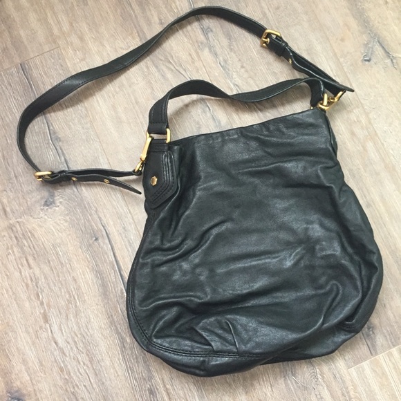 EUC Like New Marc by Marc Jacobs Black Soft Leather Hobo Purse Handbag Bag Brass - Picture 5 of 8